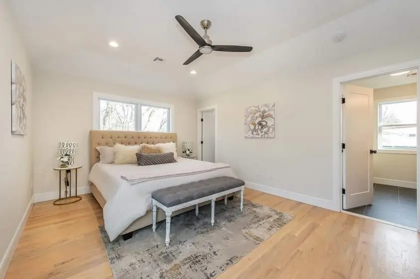 Elegant bedroom with double bed
