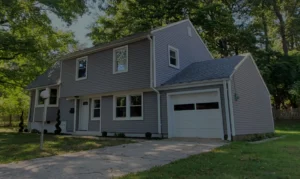 Two-story house with gri siding