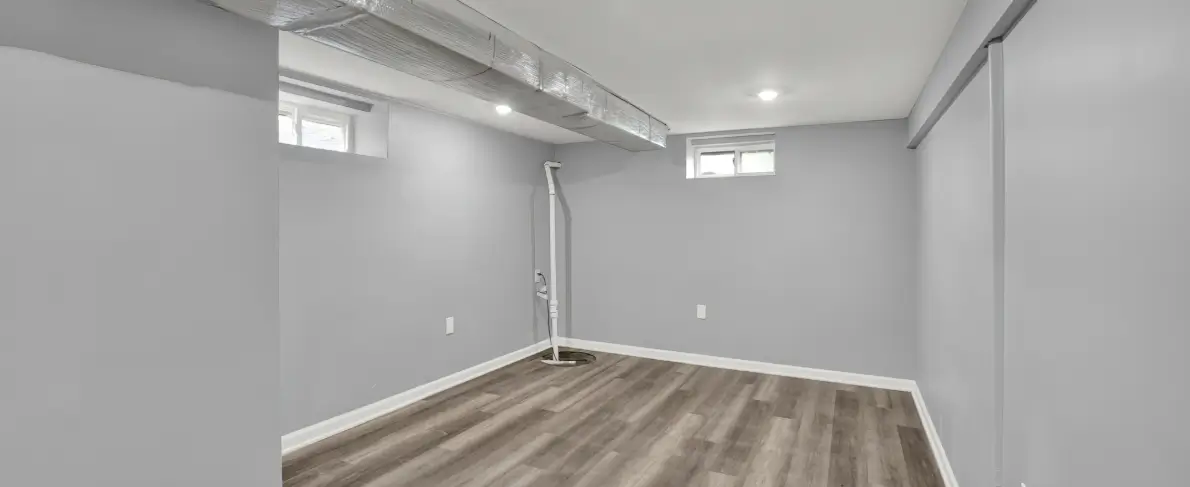 Basement with gray walls