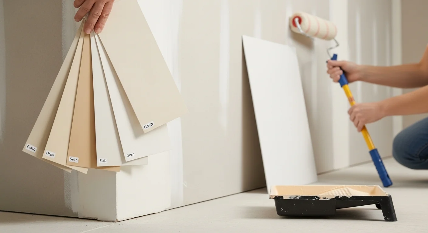 Finished basement with clean paint and flooring installation