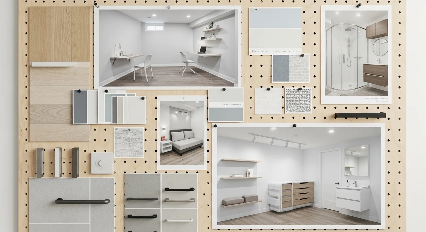 Small bright basement living area with smart lighting