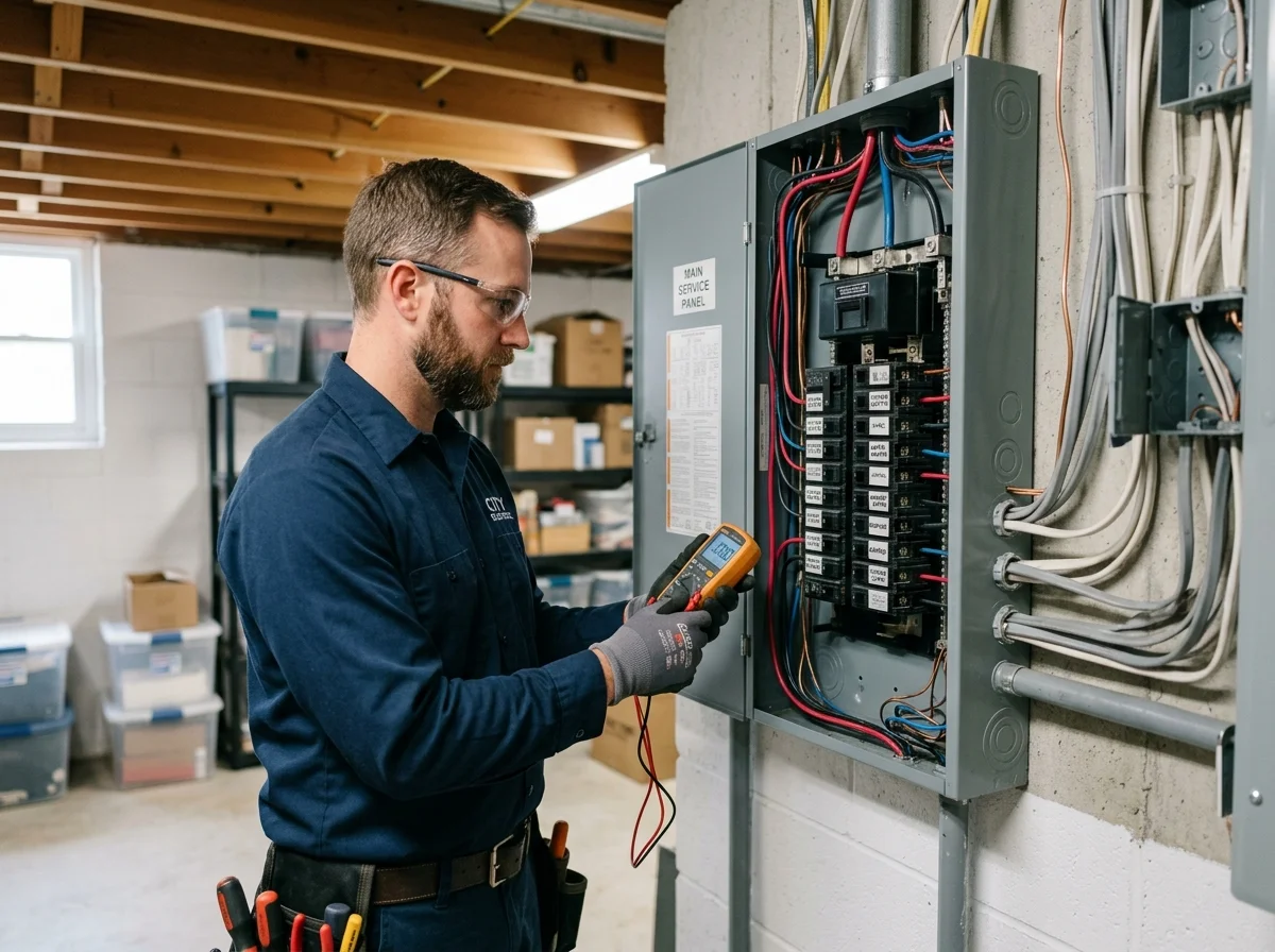 Professional Electrician at Work