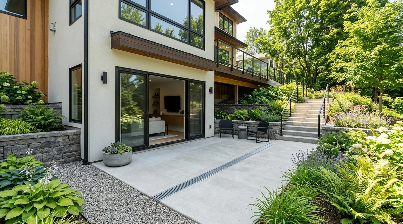 Contractor inspecting interior basement sump pump and drainage pipes
