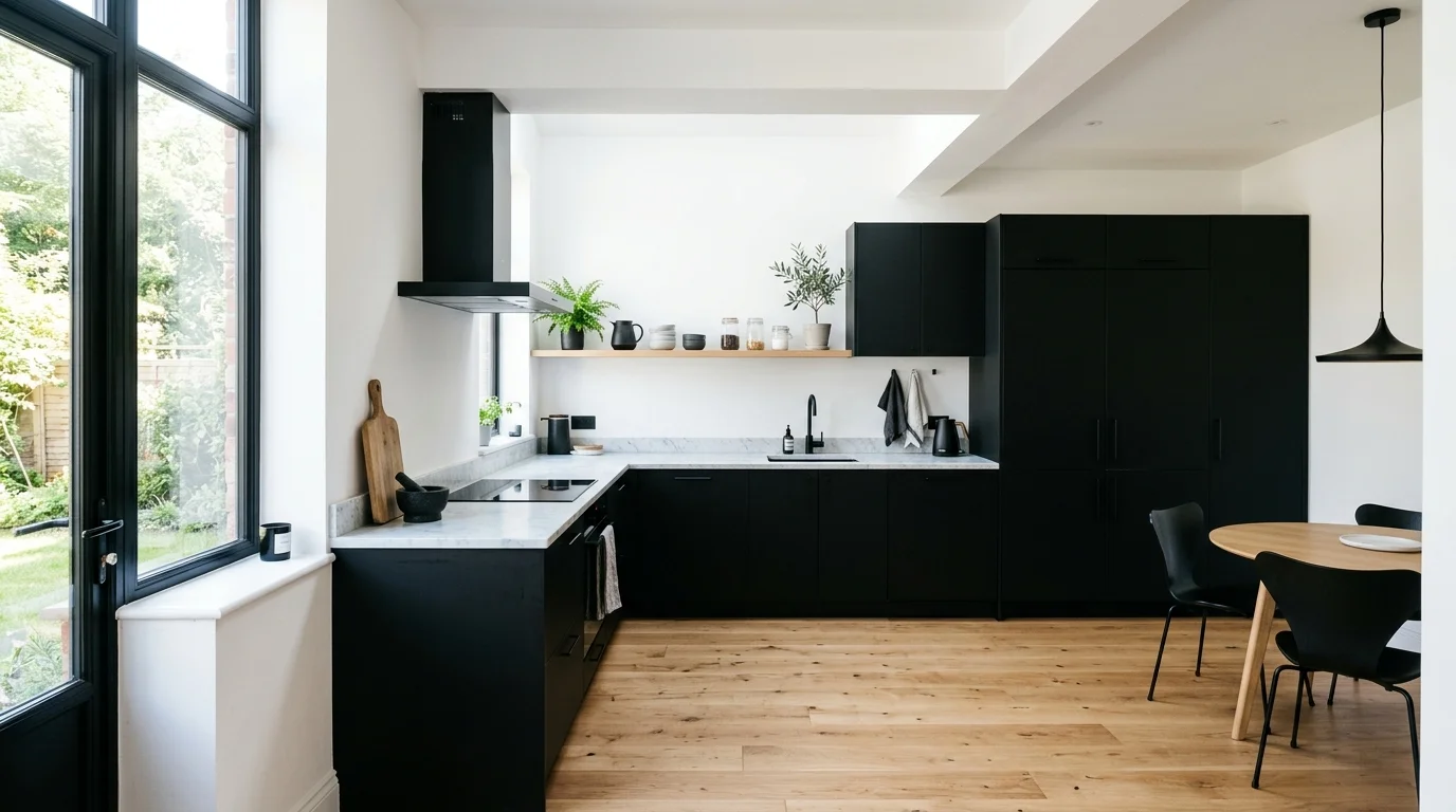 Open concept kitchen and living room remodel with structural steel beam