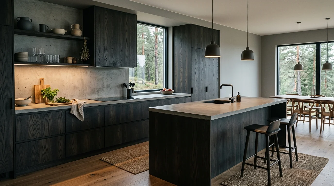 Spacious open concept kitchen and living room remodel with seamless structural beam support