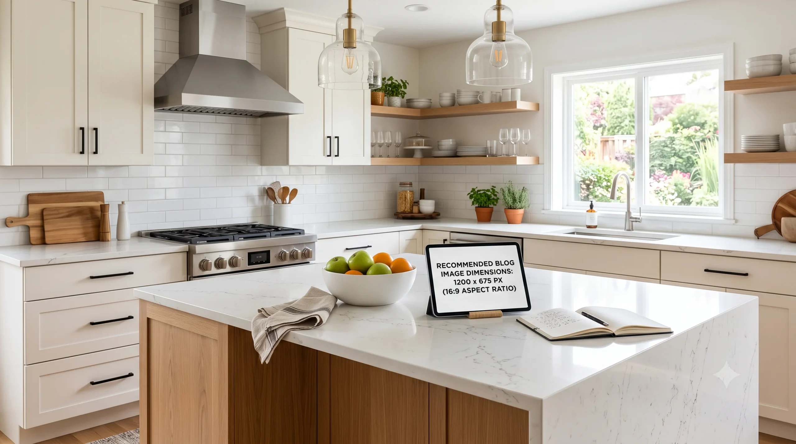 Luxury kitchen featuring dramatic natural marble countertops and full height stone backsplash