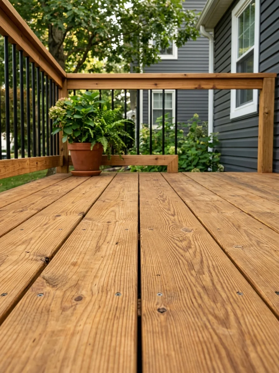 Natural cedar wood deck on a New Jersey home