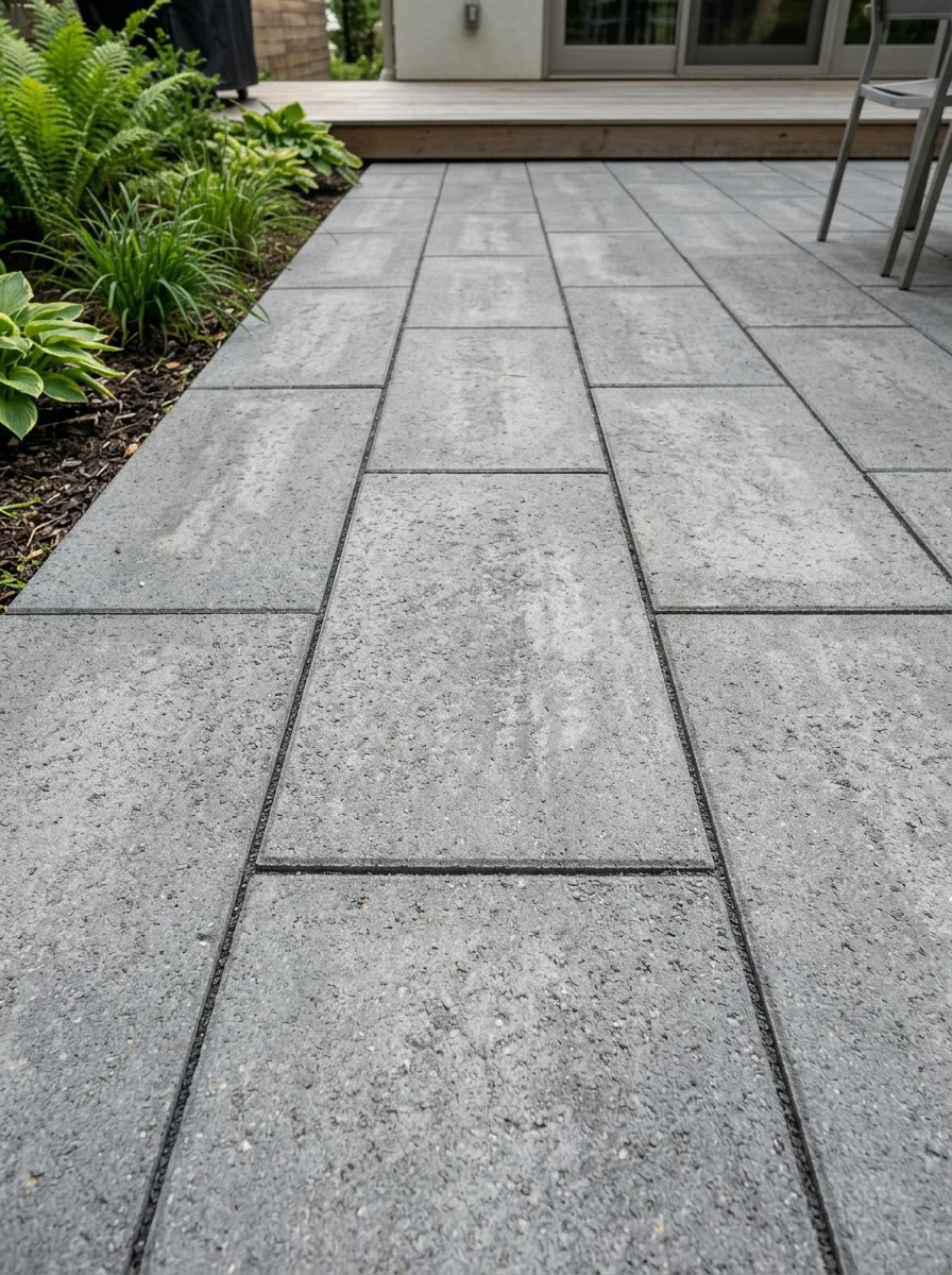 Concrete paver patio in a New Jersey backyard