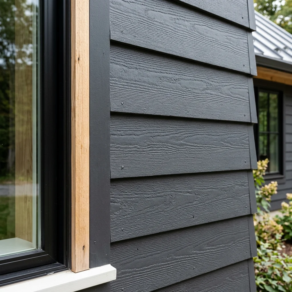 Fiber cement James Hardie siding on a modern home exterior