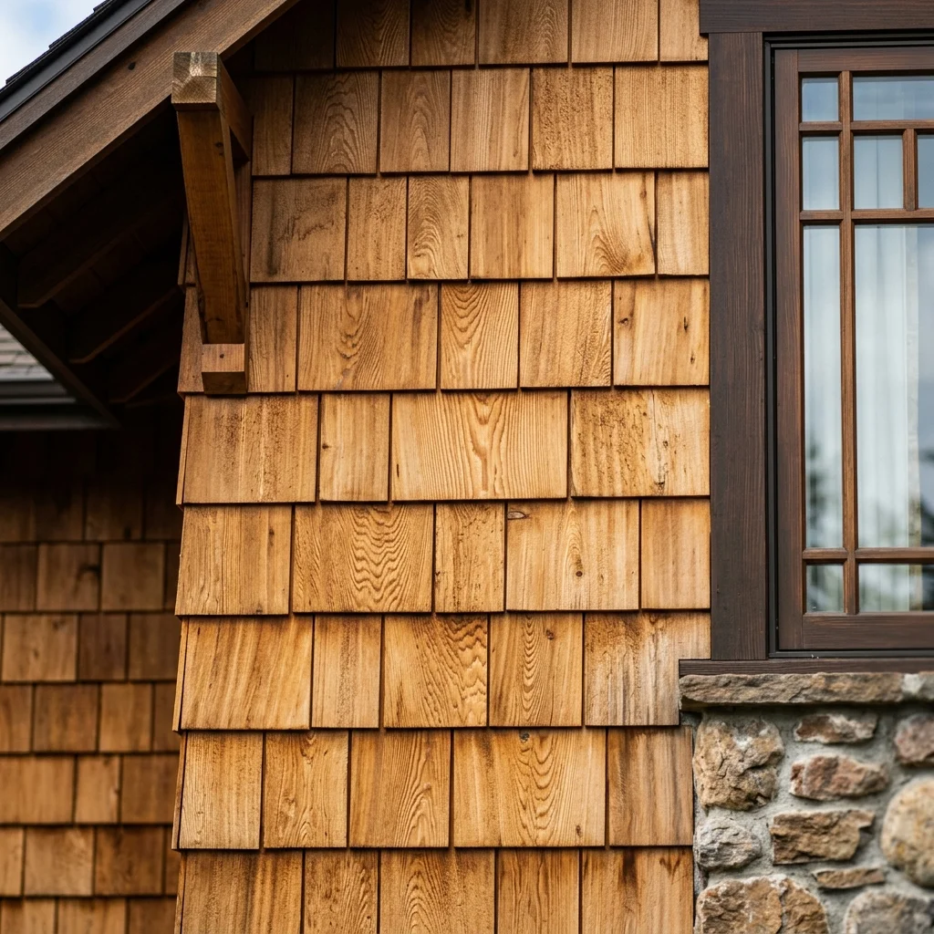 Natural cedar wood siding on a New Jersey home