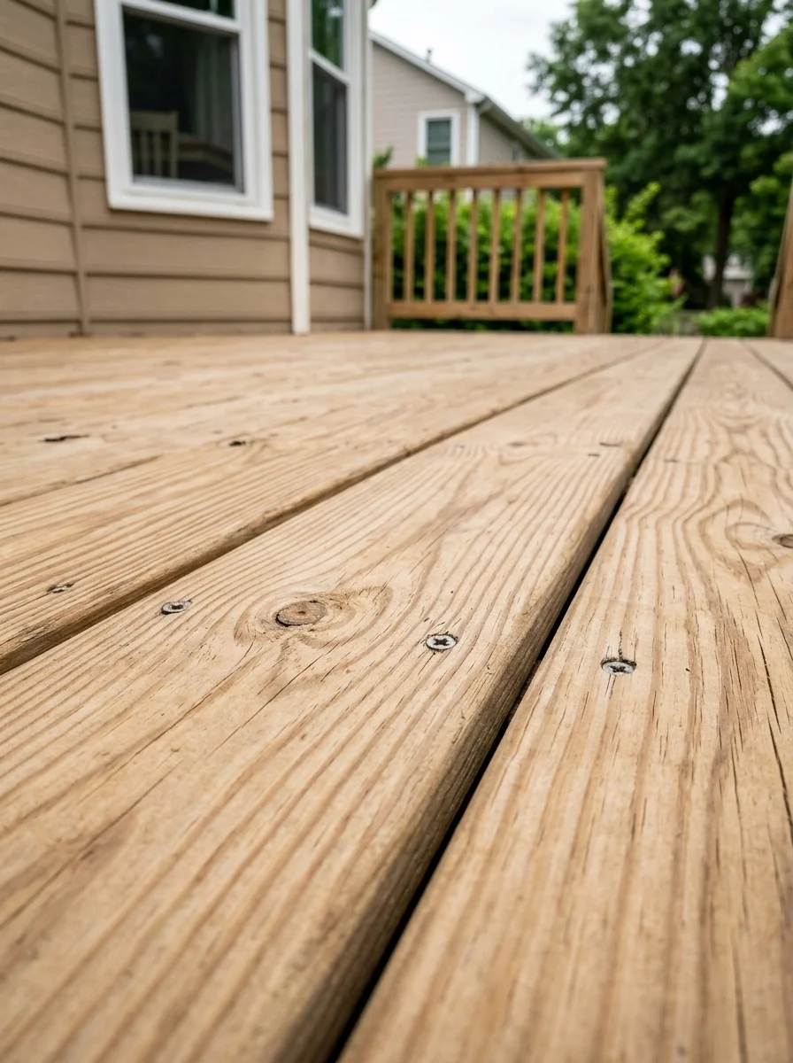 Pressure-treated wood deck on a New Jersey home