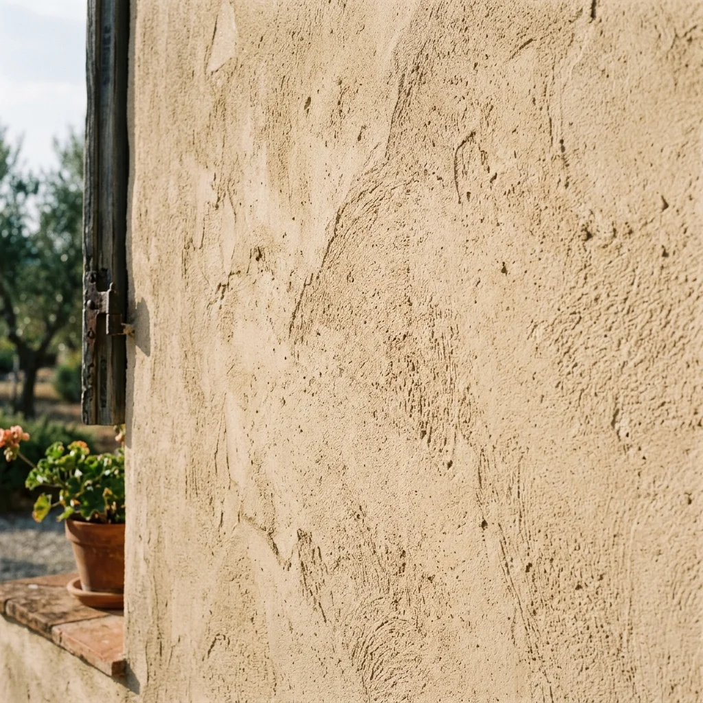 Textured stucco exterior finish on a New Jersey home