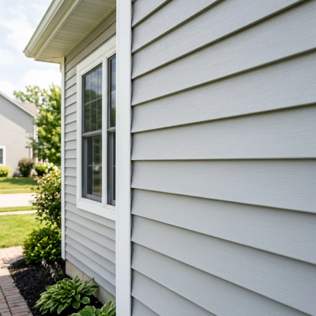 Light gray vinyl siding on a New Jersey home