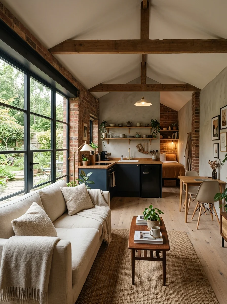 Converted garage studio living space