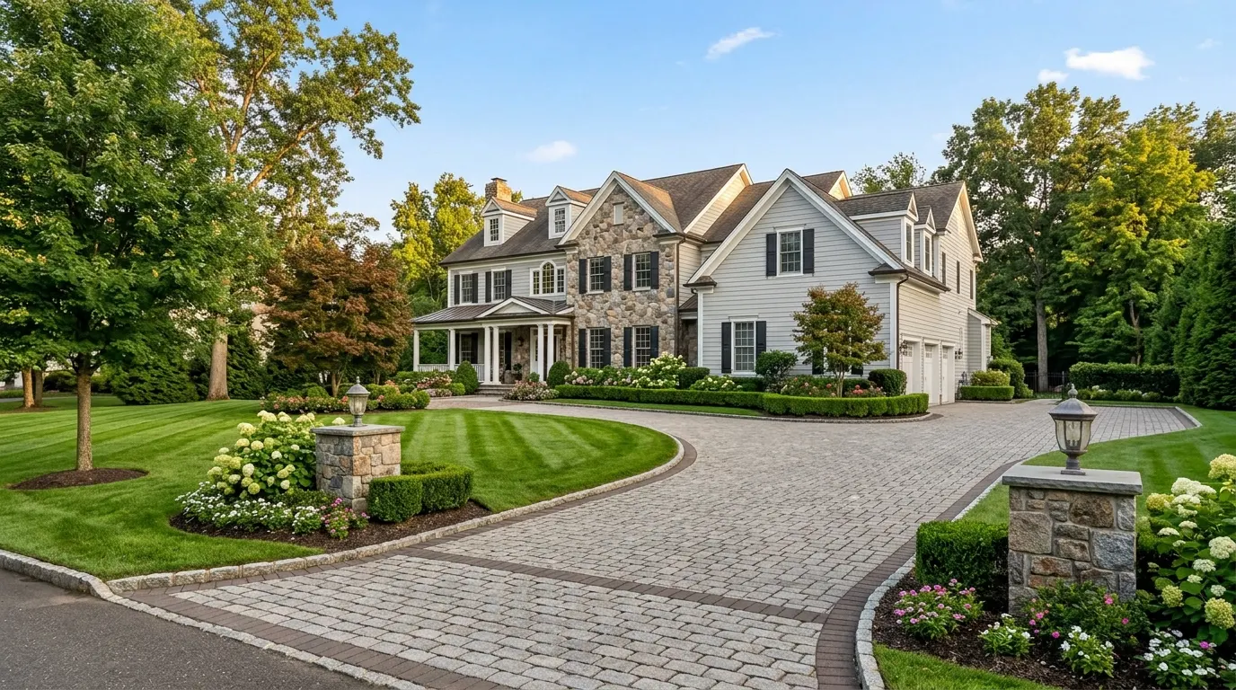 Driveway leading to a New Jersey home