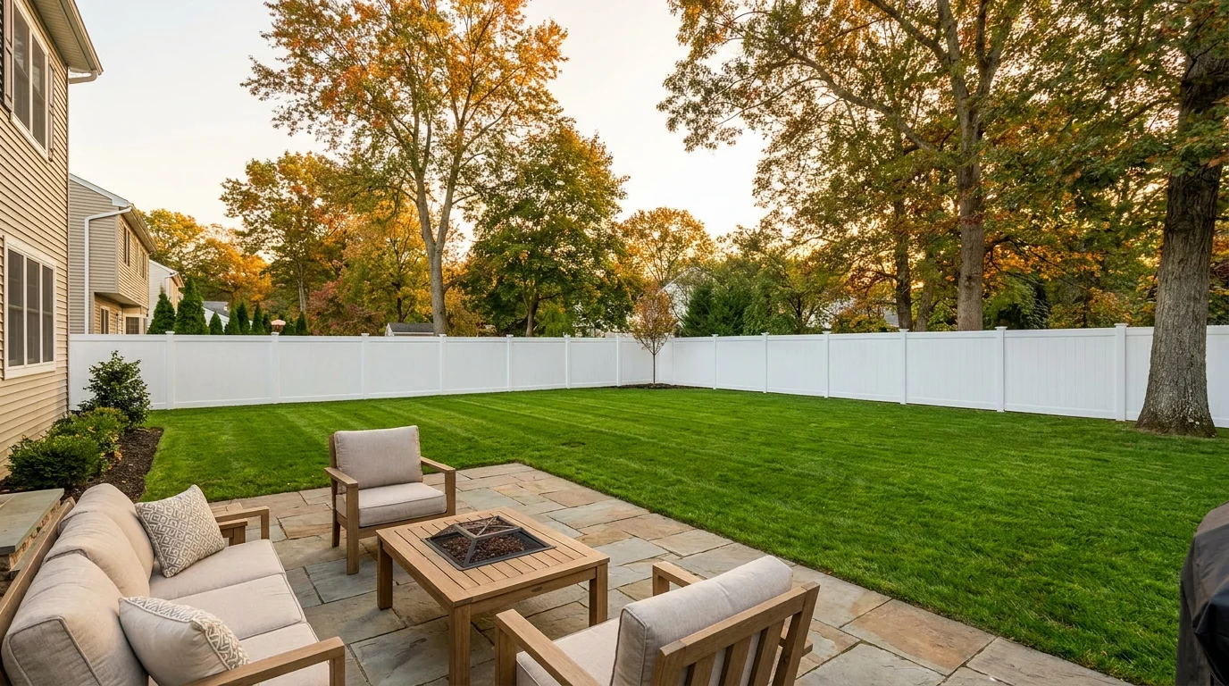 Backyard privacy fence on a New Jersey property