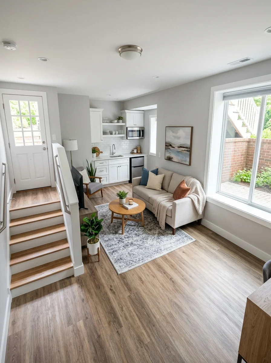 Finished basement apartment interior