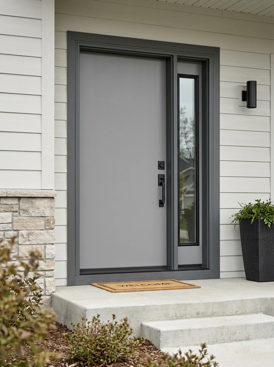 Insulated steel entry door on a New Jersey home