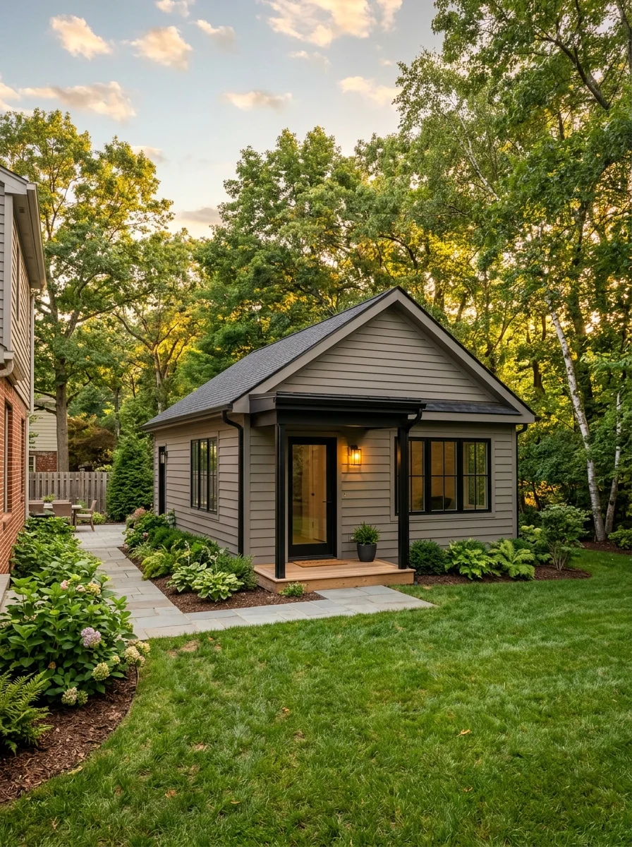 Modern backyard ADU cottage exterior