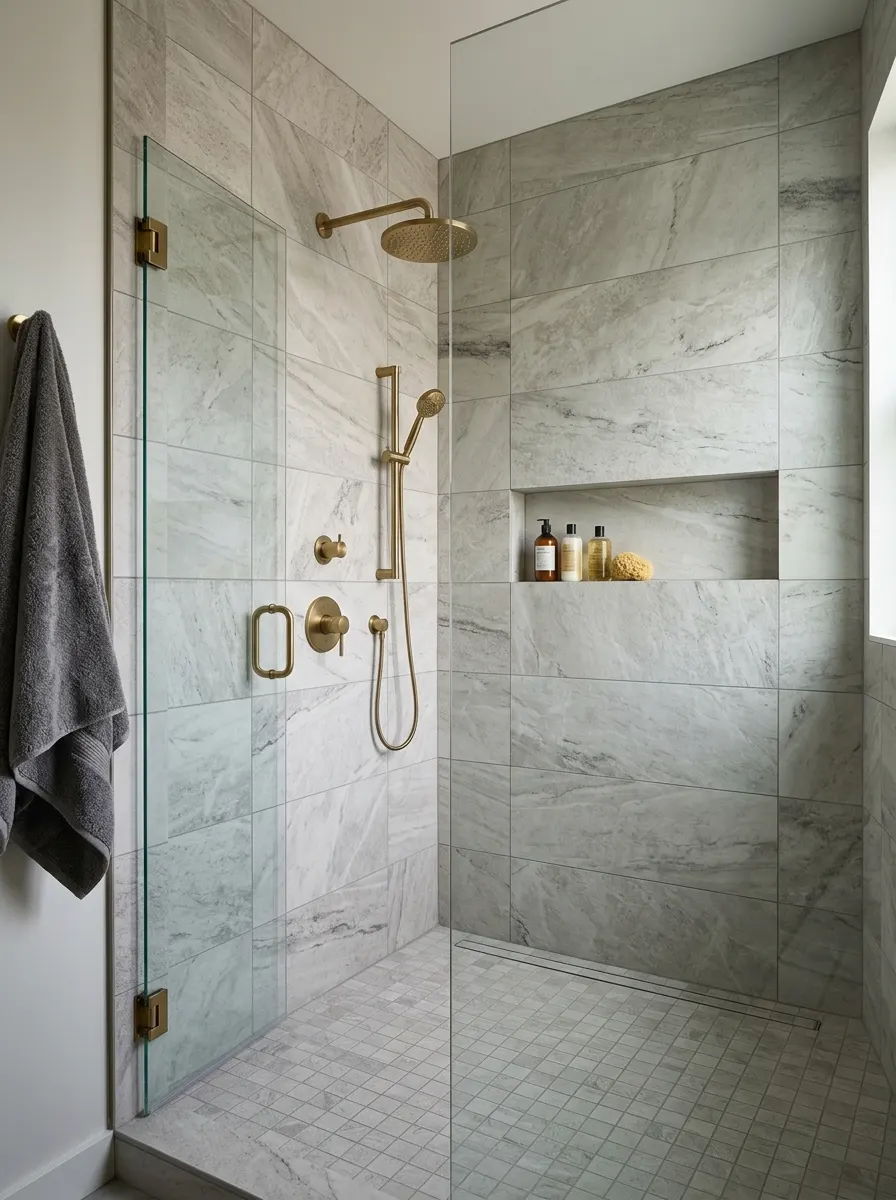 Porcelain tile in a shower