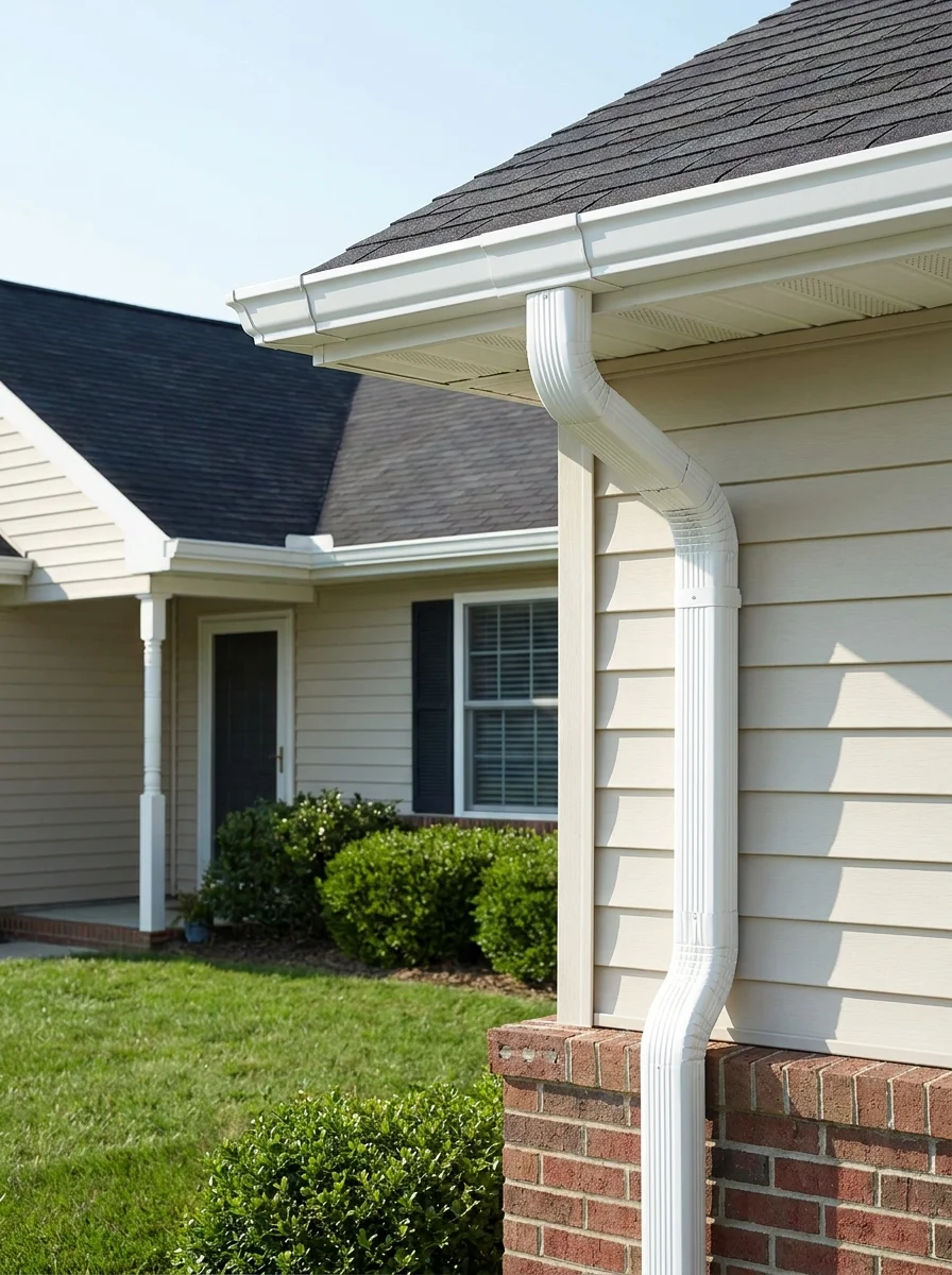 White vinyl gutters on a house