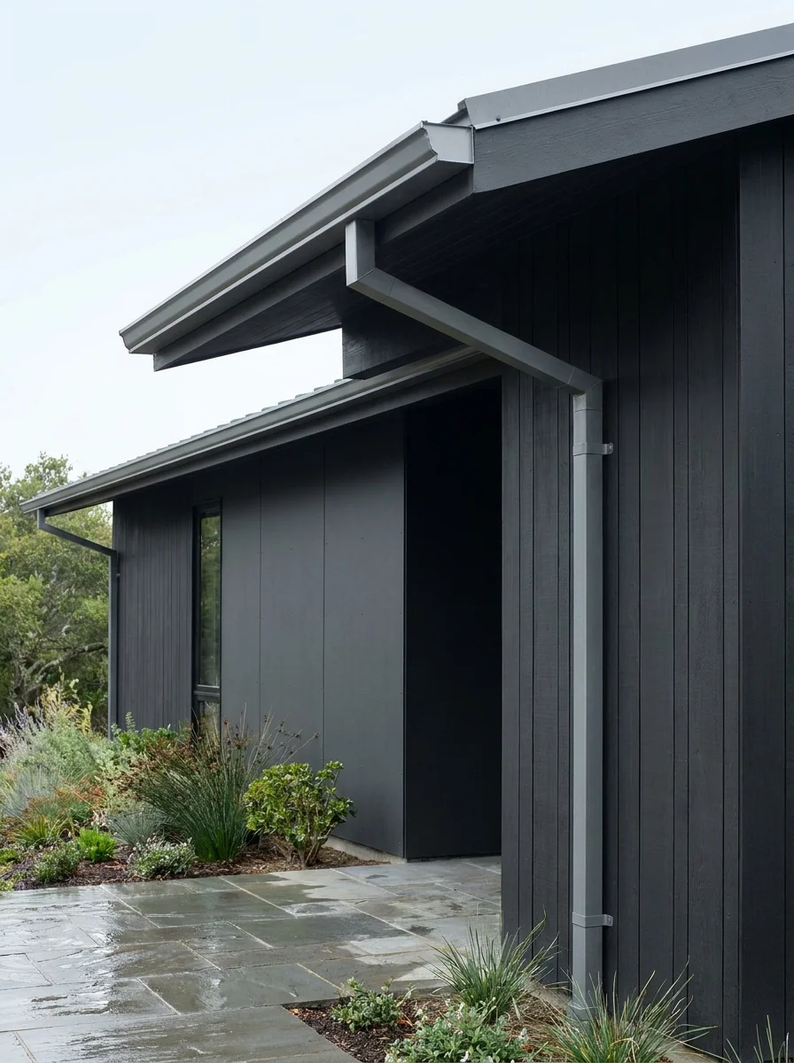 Zinc gutters on a modern home
